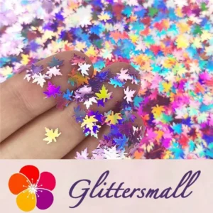 IMG_20191020_131501_6d58d01b-b49b-4c87-a06d-374c1f6d355c.webp 6mm Holographic Pink Maple Leaf Leaves Shaped Glitter LB0901