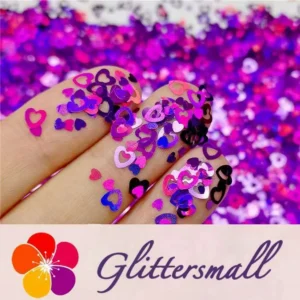 4mm Holographic Purple Hollow Out Heart Shaped Glitter LB0800