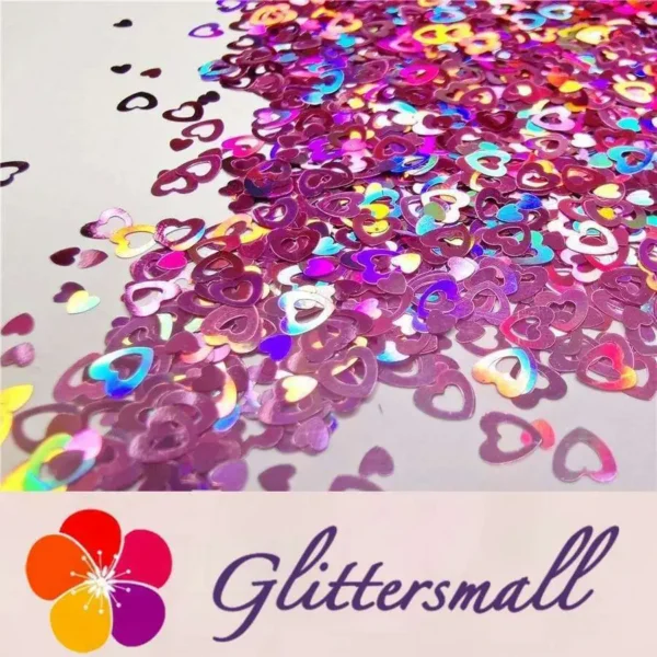 4mm Holographic Pink Hollow Out Heart Shaped Glitter LB0901