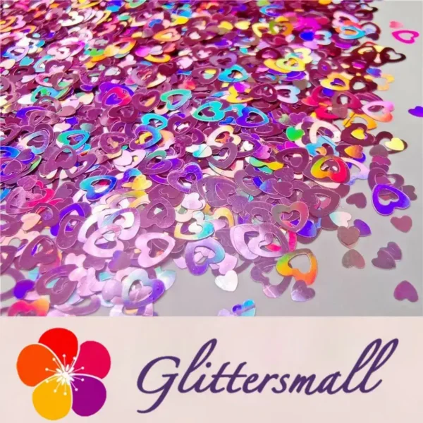 4mm Holographic Pink Hollow Out Heart Shaped Glitter LB0901