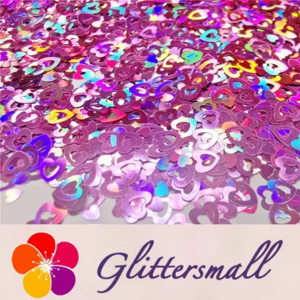 4mm Holographic Pink Hollow Out Heart Shaped Glitter LB0901
