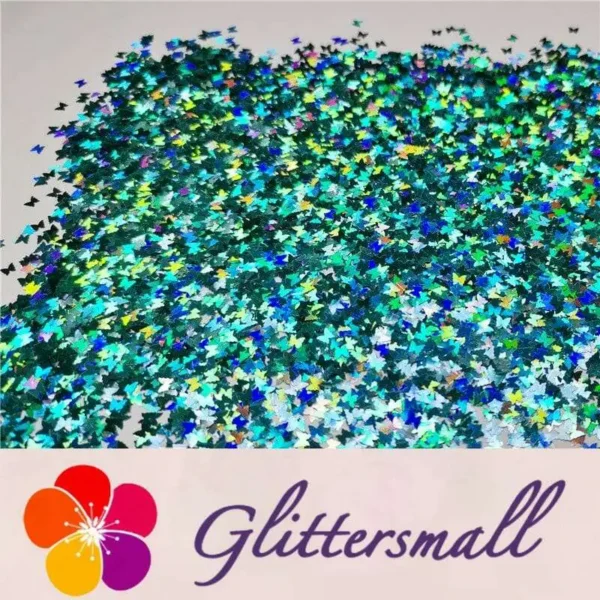 3mm Butterfly Shaped Holographic Teal Green Glitter LB0702