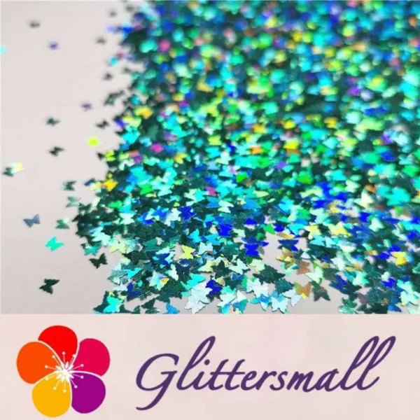 3mm Butterfly Shaped Holographic Teal Green Glitter LB0702
