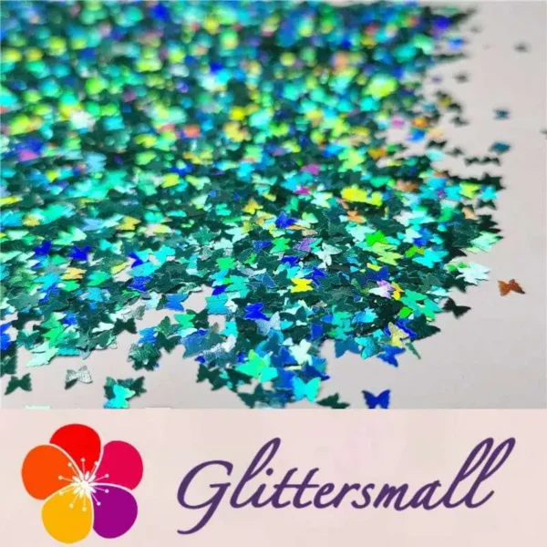 3mm Butterfly Shaped Holographic Teal Green Glitter LB0702