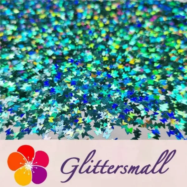 3mm Butterfly Shaped Holographic Teal Green Glitter LB0702