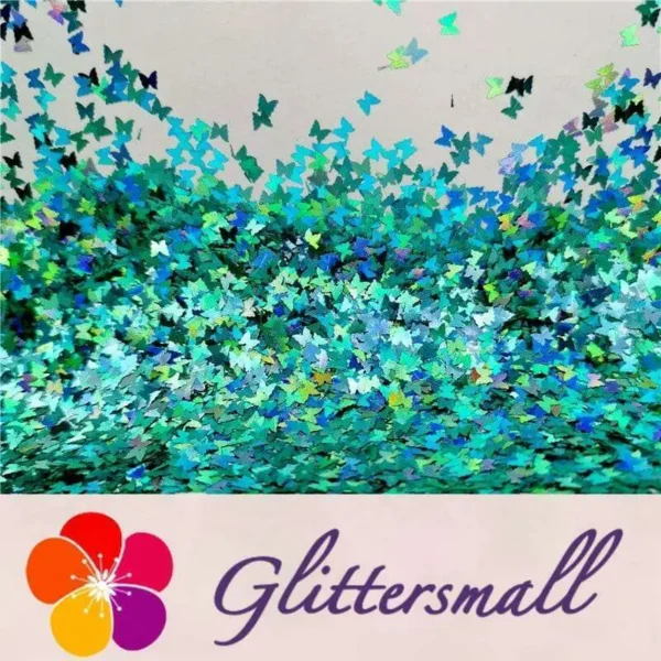 3mm Butterfly Shaped Holographic Teal Green Glitter LB0702