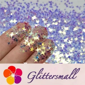 3/4/5mm Four Pointed Star Mixed Royal Blue Iridescent Glitter FE-F321A