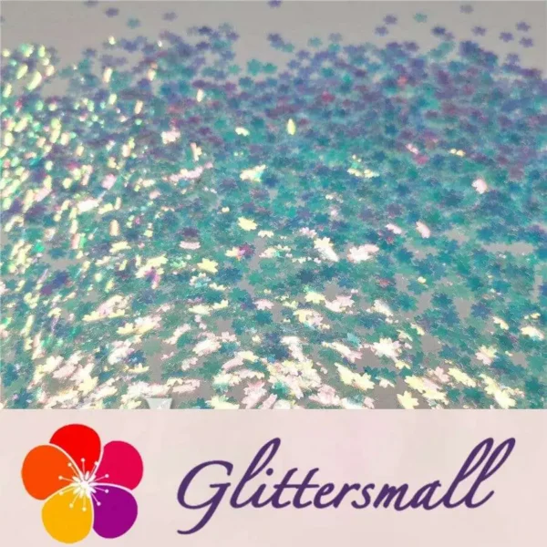 5mm Cherry Blossoms (Sakura) Shaped Iridescent Ice Blue Glitter C021