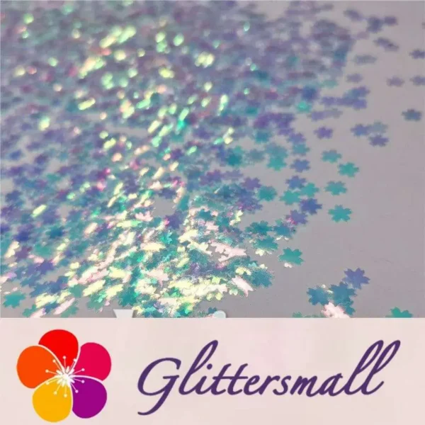 5mm Cherry Blossoms (Sakura) Shaped Iridescent Ice Blue Glitter C021
