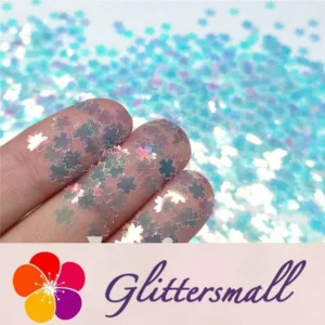 IMG_20200323_201839.webp 5mm Cherry Blossoms (Sakura) Shaped Iridescent Ice Blue Glitter C021