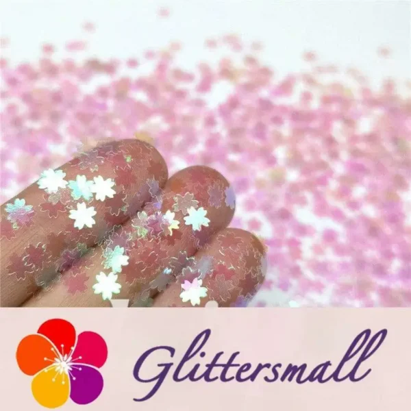 IMG_20200323_202341.webp 5mm Cherry Blossoms (Sakura) Shaped Iridescent Dream Pink Glitter C003