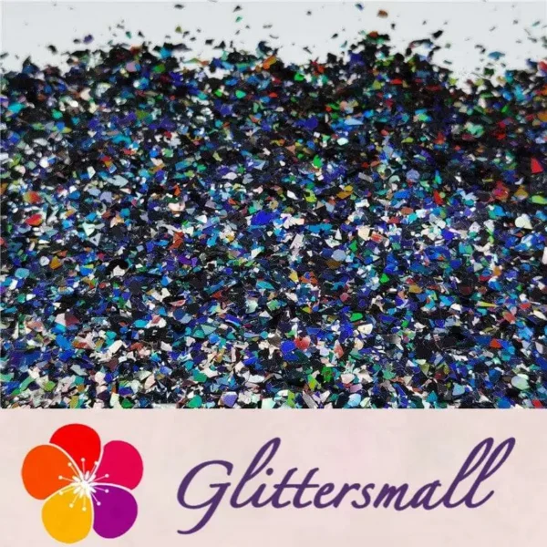 Holographic Black Cellophane Glitter Flakes Holo Shards LB01000 4x4