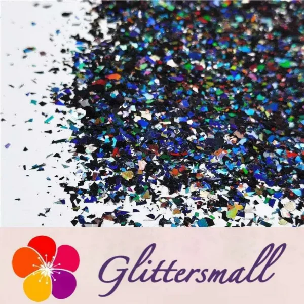 Holographic Black Cellophane Glitter Flakes Holo Shards LB01000 4x4