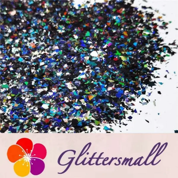 Holographic Black Cellophane Glitter Flakes Holo Shards LB01000 4x4
