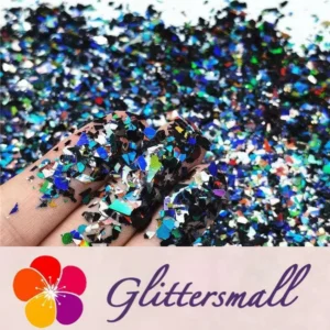 Holographic Black Cellophane Glitter Flakes Holo Shards LB01000 4x4