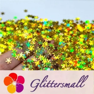 6mm Holographic Gold Snowflake Shaped Glitter LB0210