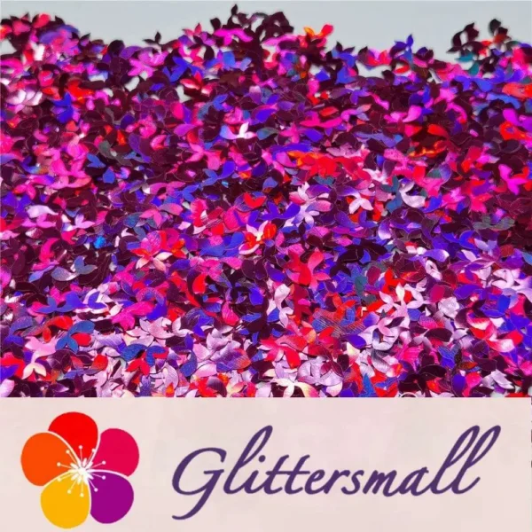 9mm Fish Tail Shaped Holographic Rose Red Glitter LB0912