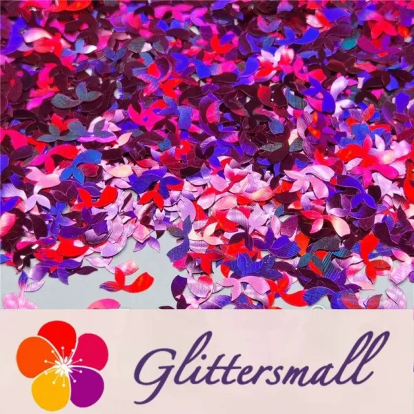 9mm Fish Tail Shaped Holographic Rose Red Glitter LB0912