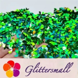 9mm Fish Tail Shaped Holographic Green Glitter LB0600