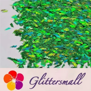 4mm Thunder Or Lightning Shaped Holographic Green Glitter LB0600