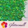 4mm Thunder Or Lightning Shaped Holographic Green Glitter LB0600