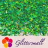 4mm Thunder Or Lightning Shaped Holographic Green Glitter LB0600
