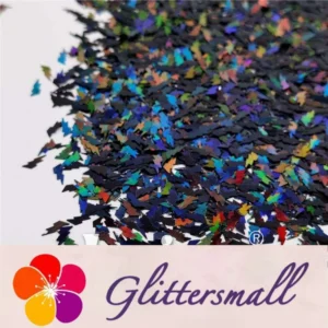 4mm Thunder Or Lightning Shaped Holographic Black Glitter LB01000