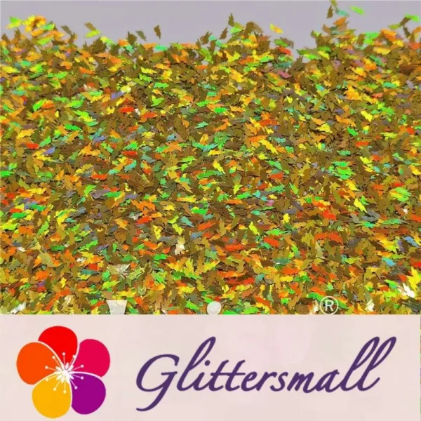 4mm Thunder Or Lightning Shaped Holographic Gold Glitter LB0210