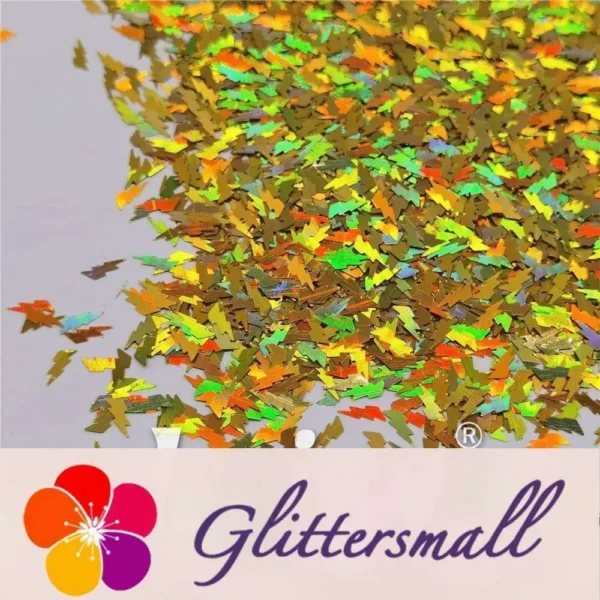 4mm Thunder Or Lightning Shaped Holographic Gold Glitter LB0210