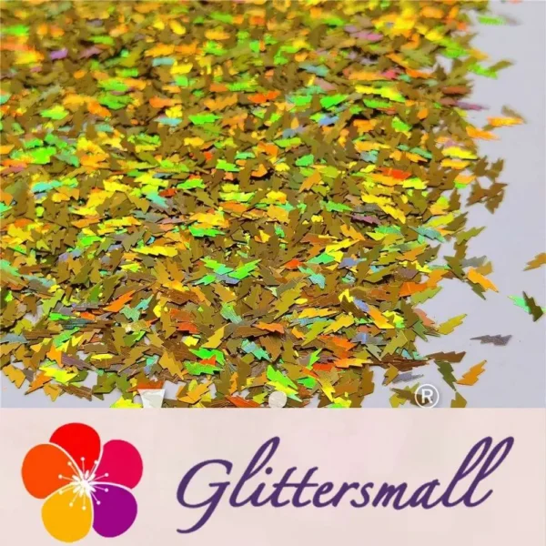 4mm Thunder Or Lightning Shaped Holographic Gold Glitter LB0210