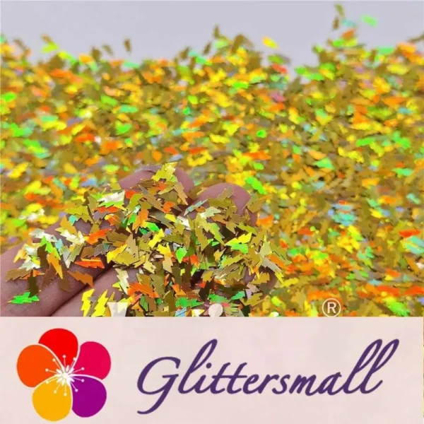 4mm Thunder Or Lightning Shaped Holographic Gold Glitter LB0210