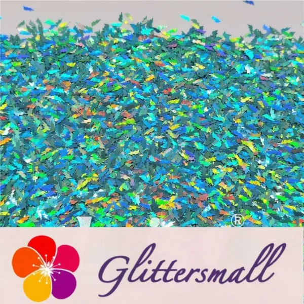 4mm Thunder Or Lightning Shaped Holographic Teal Green Glitter LB0702
