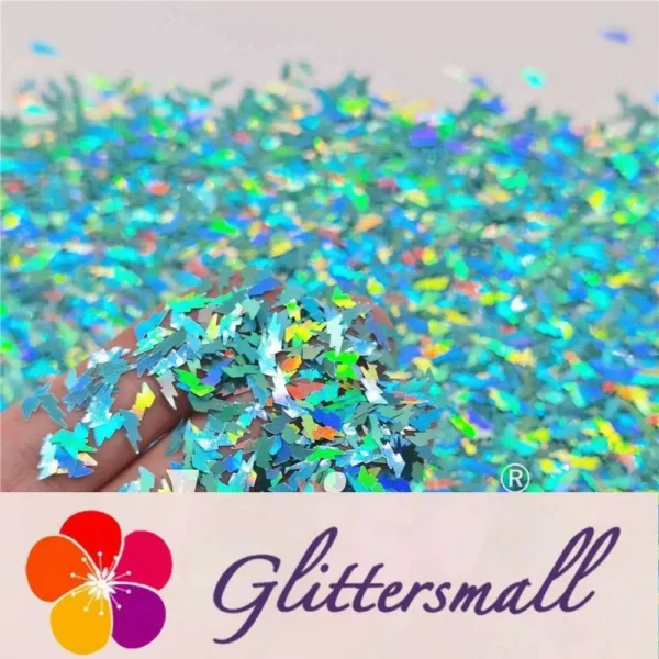 4mm Thunder Or Lightning Shaped Holographic Teal Green Glitter LB0702
