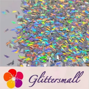 4mm Thunder Or Lightning Shaped Holographic Silver Glitter LB0100