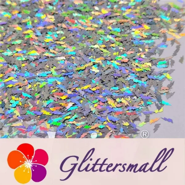 4mm Thunder Or Lightning Shaped Holographic Silver Glitter LB0100