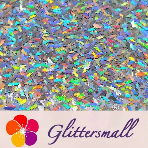 4mm Thunder Or Lightning Shaped Holographic Silver Glitter LB0100