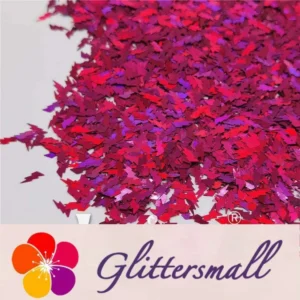 4mm Thunder Or Lightning Shaped Holographic Rose Red Glitter LB0912