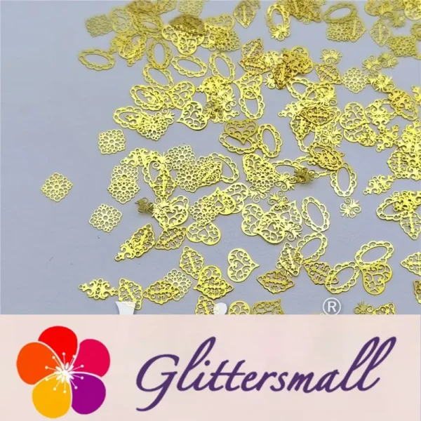 Golden Hollow Out Shaped Mixed Metal Glitter MC213