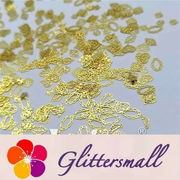 Golden Hollow Out Shaped Mixed Metal Glitter MC213