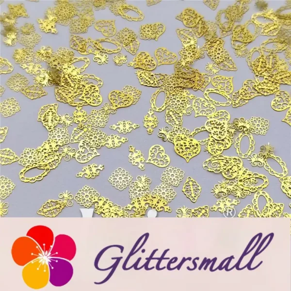 Golden Hollow Out Shaped Mixed Metal Glitter MC213