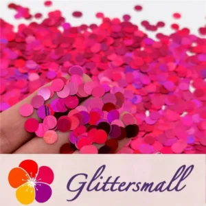 6mm Round Shaped Holographic Rose Red Glitter LB0912