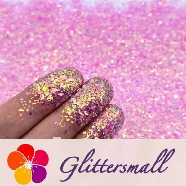 IMG_20210412_121317.webp Fluorescent Rose Pink High Brightness Iridescent Cellophane Glitter Shards (Flakes) FC339A 2x2