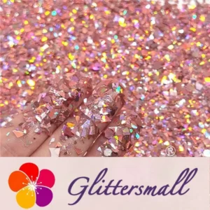 IMG_20210820_135218.webp Holographic Hazy Pink Cellophane Glitter Flakes Holo Shards LB0911 4x4
