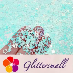IMG_20211025_151319.webp 6mm Rounded Hollow Out Star Shaped Iridescent Ice Blue Glitter C021R