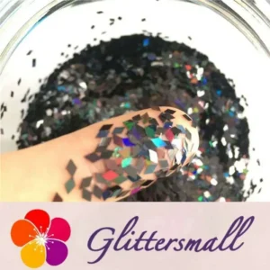 LB1000.webp Holographic Black 2mm Rhombic Shaped Translucent Glitter LB01000