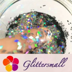 LB1002.webp Holographic Black Metal 2mm Rhombic Shaped Translucent Glitter LB01002
