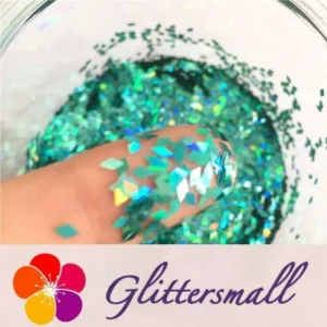 LB702.webp Holographic Teal Green 2mm Rhombic Shaped Translucent Glitter LB0702