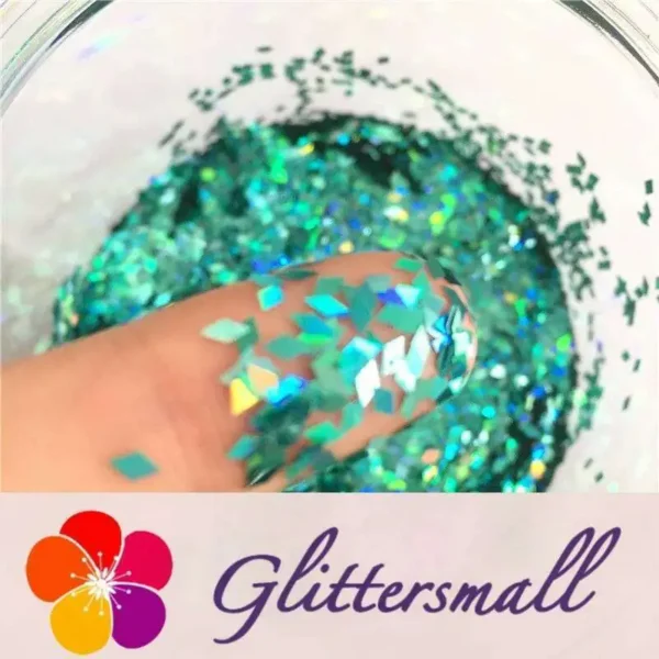 LB702.webp Holographic Teal Green 2mm Rhombic Shaped Translucent Glitter LB0702